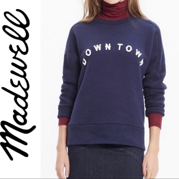 Madewell Tops - MADEWELL: “Downtown” Oversized Navy Blue Sweatshirt - Size XS